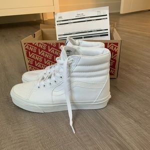Brand new women’s white high top vans
